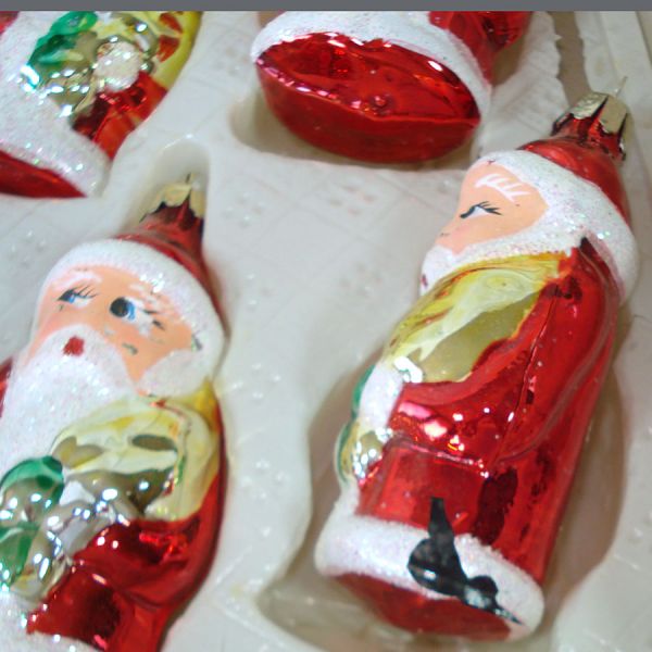 Box 3 Glass Santa Claus Christmas Ornaments #3