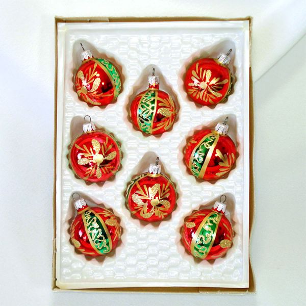 Box Commodore Glittered Glass Christmas Ornaments #2