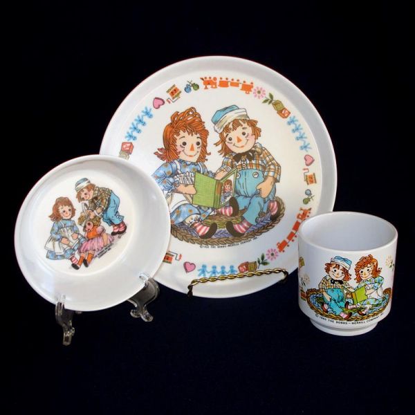 Raggedy Ann Andy Childs Melamine Dinnerware Set Mint in Box #2