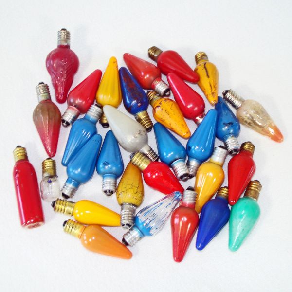 31 Tested C6 Ribbed Cone Christmas Light Bulbs Plus String #3