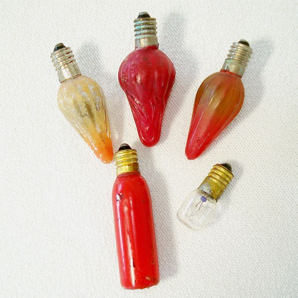 31 Tested C6 Ribbed Cone Christmas Light Bulbs Plus String #4