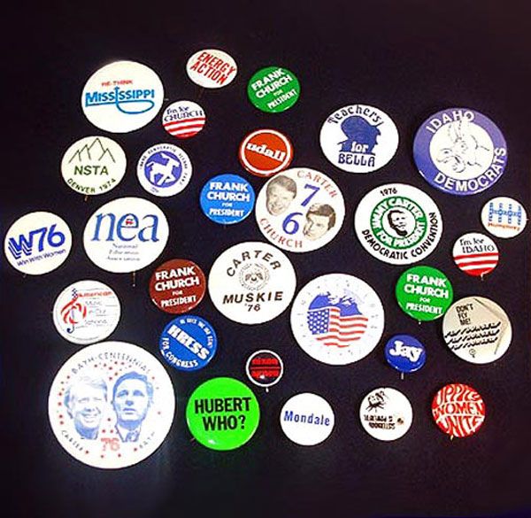 1976 Democratic Convention Autographed Hat Jimmy Carter Political Campaign Pins #4
