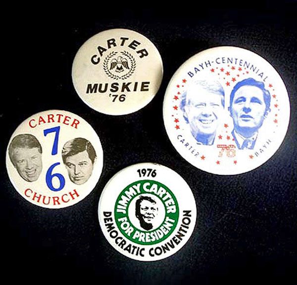 1976 Democratic Convention Autographed Hat Jimmy Carter Political Campaign Pins #5