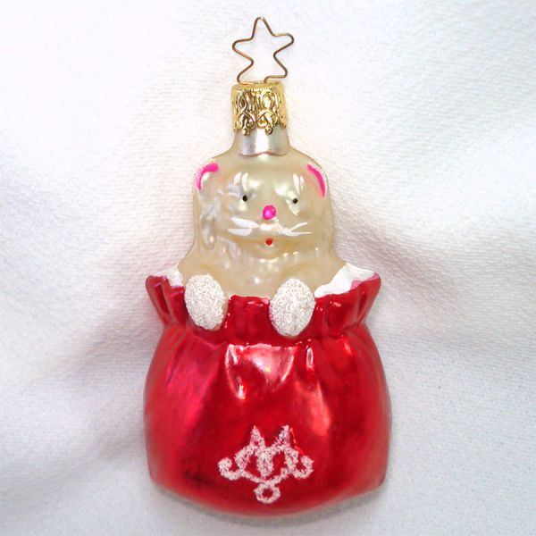 Inge Cat in Bag Glass Christmas Ornament