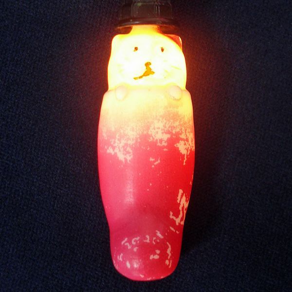 Cat in Stocking Figural Christmas Light Bulb Works Clearance #2