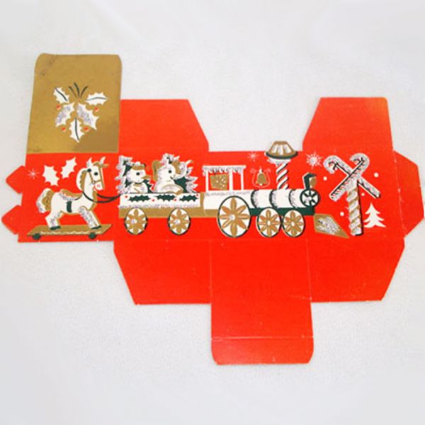 1950s Glittered Christmas Train Paper Candy Box Clearance