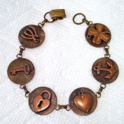 Copper Link Charm Bracelet Mid Century