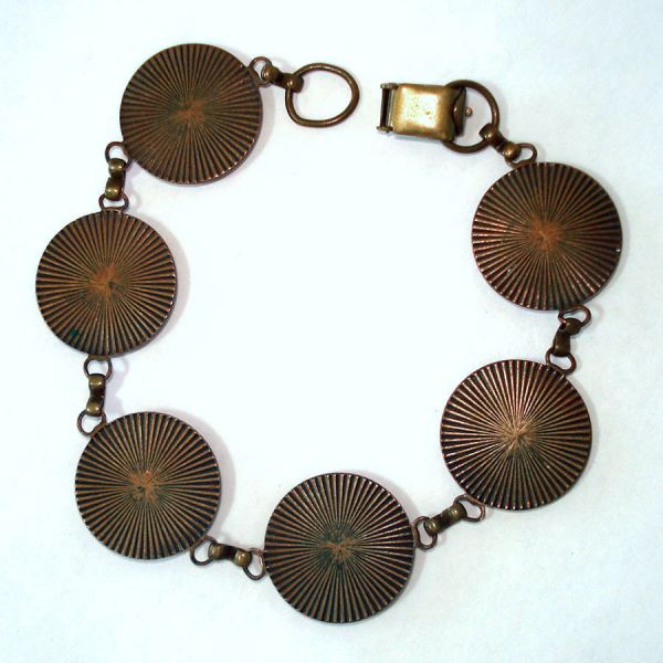 Copper Link Charm Bracelet Mid Century #2