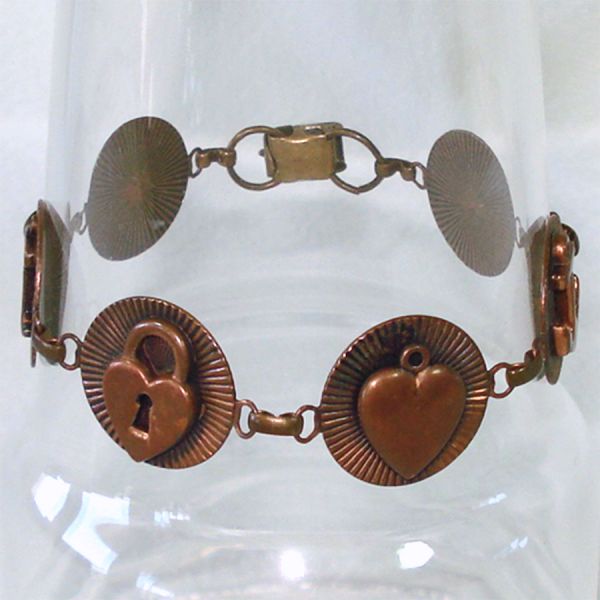 Copper Link Charm Bracelet Mid Century #4