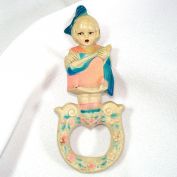 Antique Viscoloid Celluloid Little Girl Baby Rattle Clearance