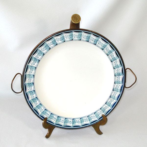 Antique English Copper and Transferware Ceramic Warming Plate