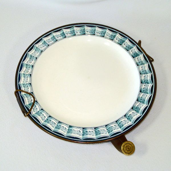 Antique English Copper and Transferware Ceramic Warming Plate #2