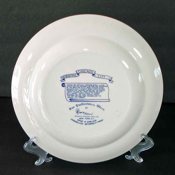 Chicago Blue Transferware English Souvenir Plate #2