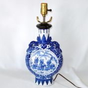 Norman Perry Blue White Chinoiserie Bottle Table Lamp Needs Base