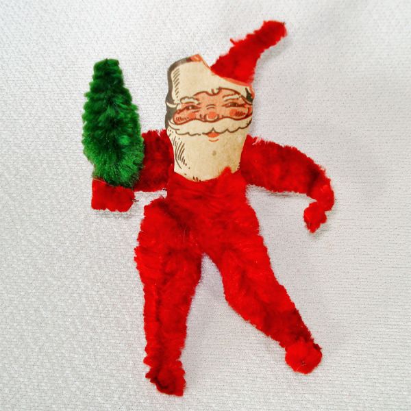 Chenille Christmas Ornaments With Pixie Elf, Santa #3