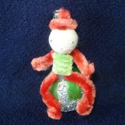Christmas Elf Chenille Glass 1950s Corsage Pin