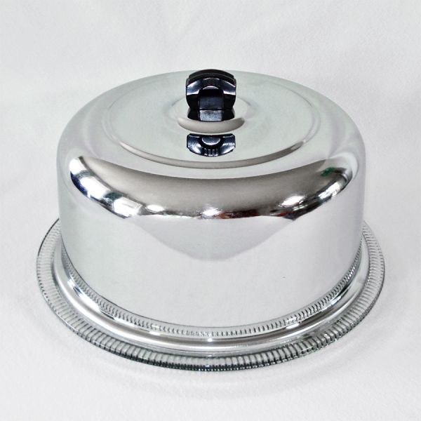 Chrome Bakelite Dome Cake Saver Glass Underplate