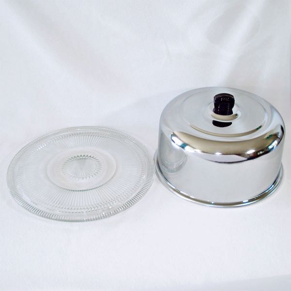 Chrome Bakelite Dome Cake Saver Glass Underplate #2