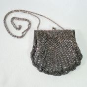 Silver Gray Valerie Stevens Clam Shell Beaded Evening Bag