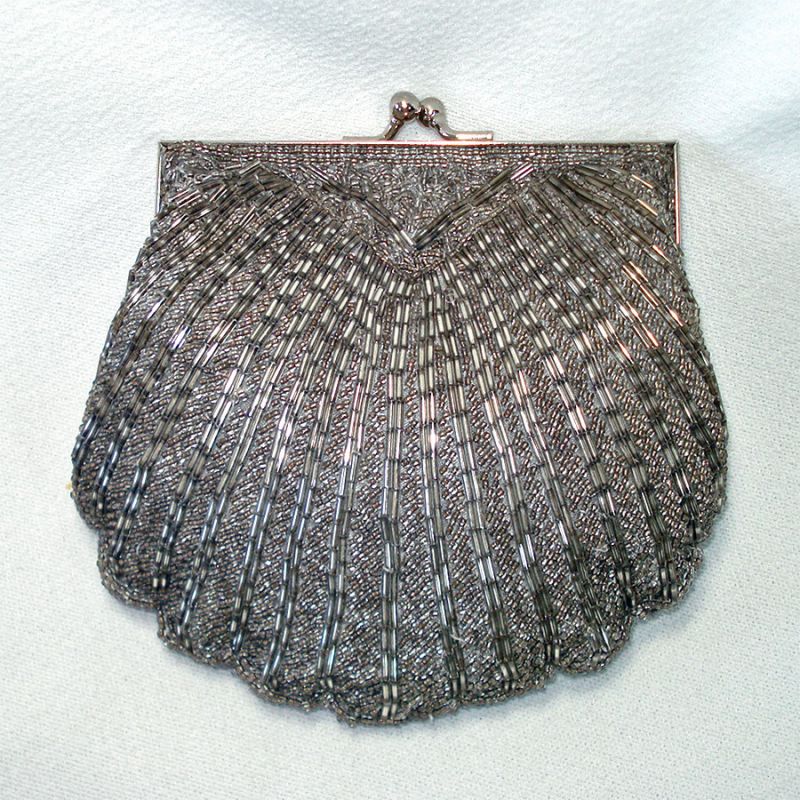 Vintage Black Beaded Evening Bag Valerie Stevens Clutch Purse