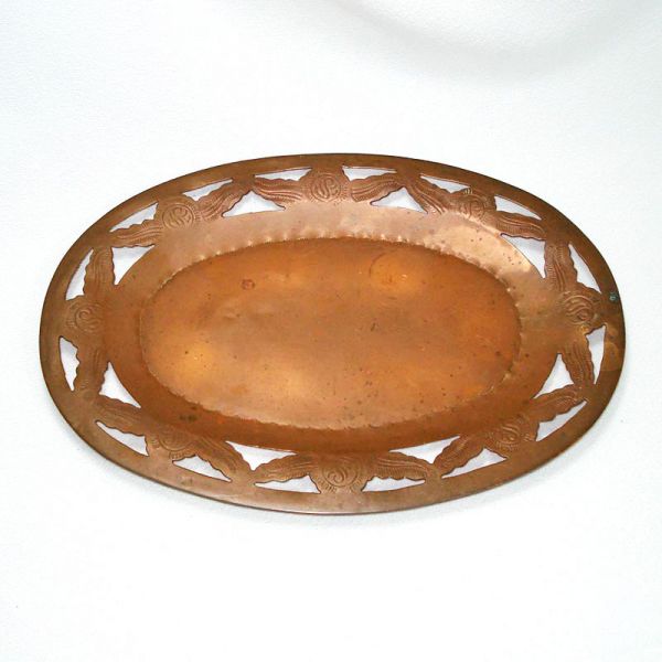 Hand Tooled Copper Over Glass Liqueur or Cordial Set on Tray #3