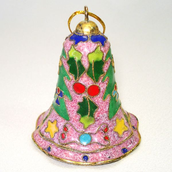 Boxed Pair Cloisonne Bells Christmas Ornaments #3