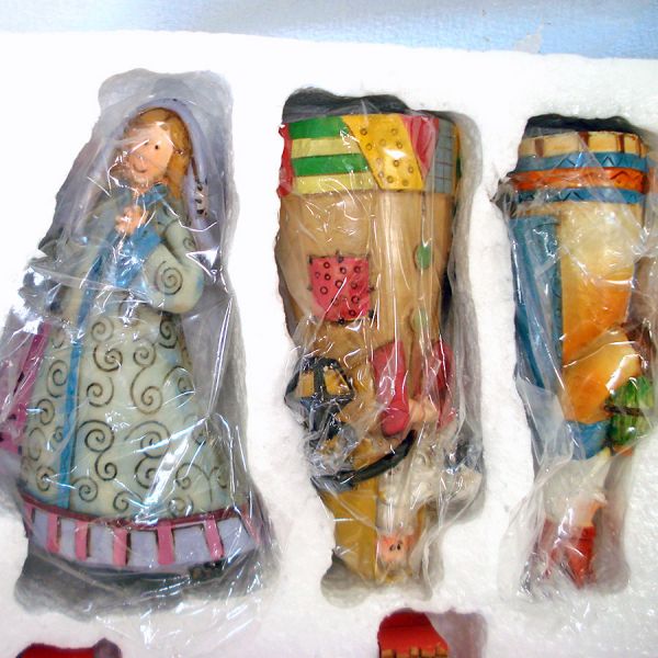 Country Nativity Christmas Figures Set Unused in Box #3
