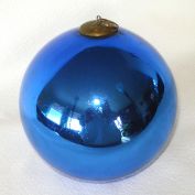 Antique Large Cobalt Blue German Glass Kugel Christmas Ornament