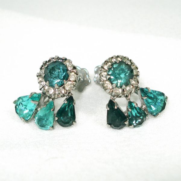 Turquoise Rhinestone Comet Shooting Star Brooch Earrings Set Clearance #3