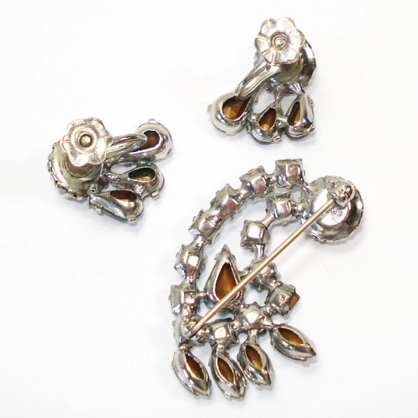 Turquoise Rhinestone Comet Shooting Star Brooch Earrings Set Clearance #4