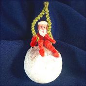 Clay Face Chenille Santa on Cotton Compo Ball Christmas Ornament