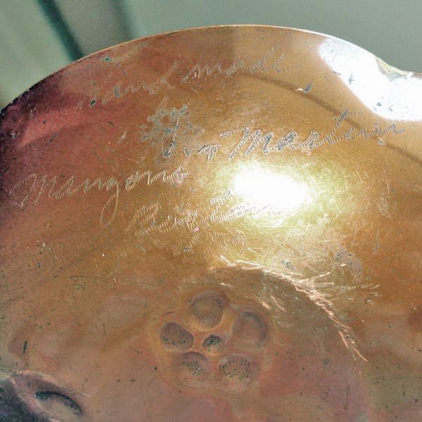 Copper Hand Wrought Ashtray Match Holder Smoking Set Clearance #4