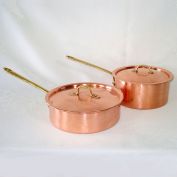 Copper Cookware Pair Covered Saucepans