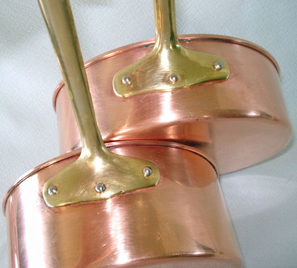 Copper Cookware Pair Covered Saucepans #3