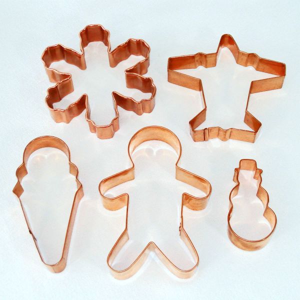 Five Copper Cookie Cutters Airplane, Ice Cream Cone, More