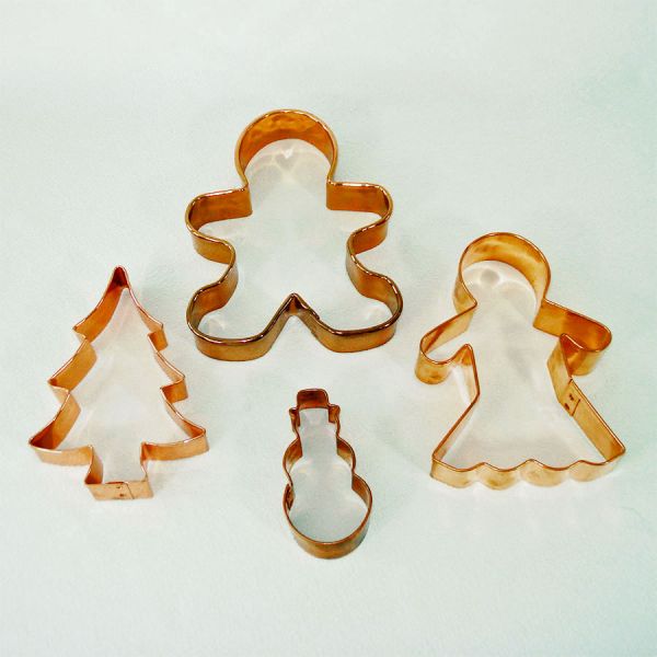Christmas Theme 4 Solid Copper Cookie Cutters