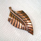 Mid Century Modernist Copper Leaf Brooch Pin Clearance