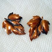 Copper Maple Leaf Clip Earrings