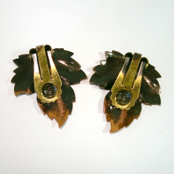 Copper Maple Leaf Clip Earrings #2