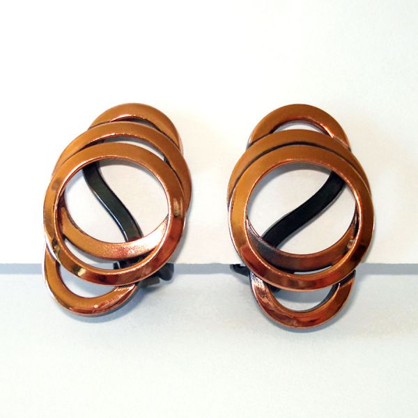 Layered Rings Modernist Copper Clip Earrings Clearance