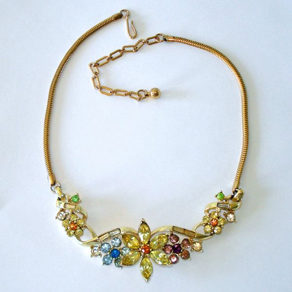 Coro Colorful Rhinestone Flower Necklace Clearance #2