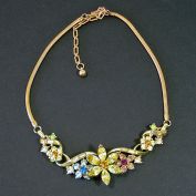 Coro Colorful Rhinestone Flower Necklace Clearance