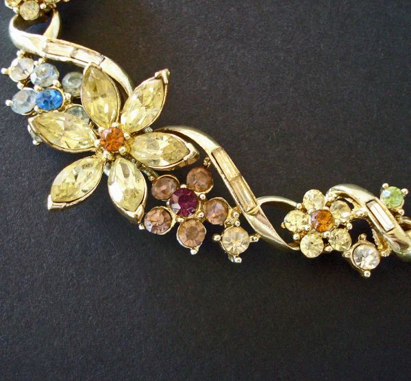 Coro Colorful Rhinestone Flower Necklace Clearance #3