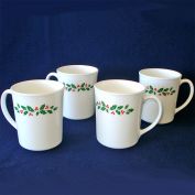 Corelle Corning Ware 4 Winter Holly Christmas Coffee Mugs