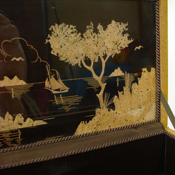 Carved Cork Jewelry or Keepsake Box Landscape Scenes Clearance #4