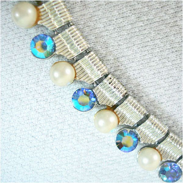 Coro Aurora Borealis Rhinestone and Faux Pearl Necklace #5