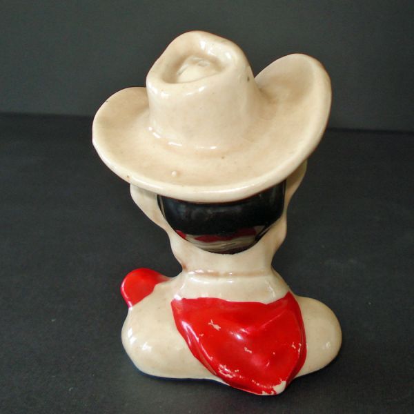 Smoking Cowboy 1950s Ceramic Single Salt Shaker #2
