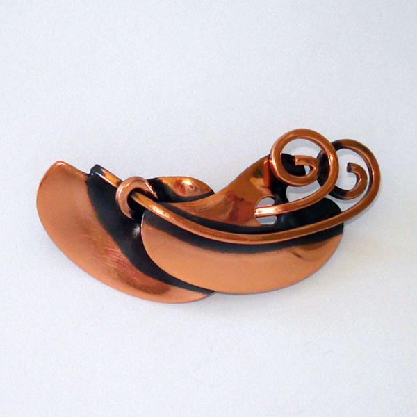 Rame' Modernist Copper Brooch Pin #2