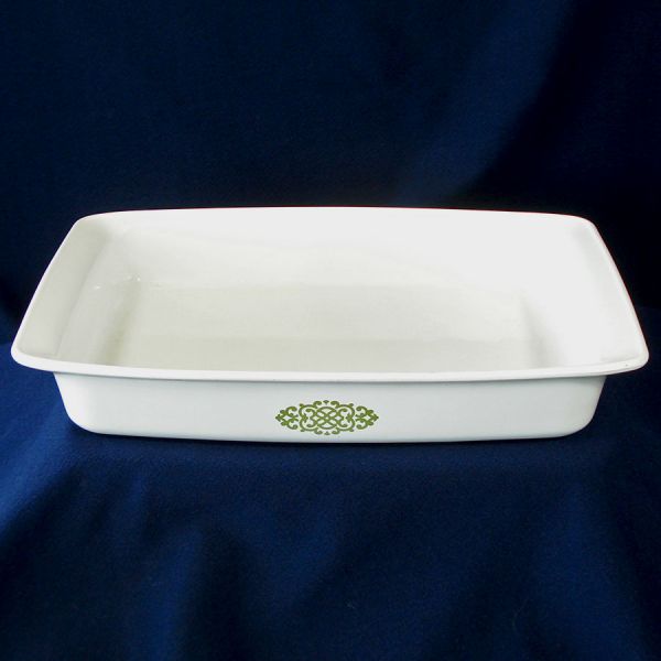 Corning Ware Green Macrame Open Roaster Pan 1973 #2