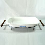 Corning Ware Blue Cornflower Rectangular Roaster in Cradle